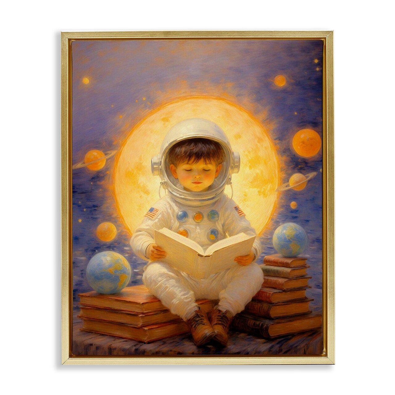 Stupell Industries Astronaut Child Learning Floating Frame, design by Angie Hawke